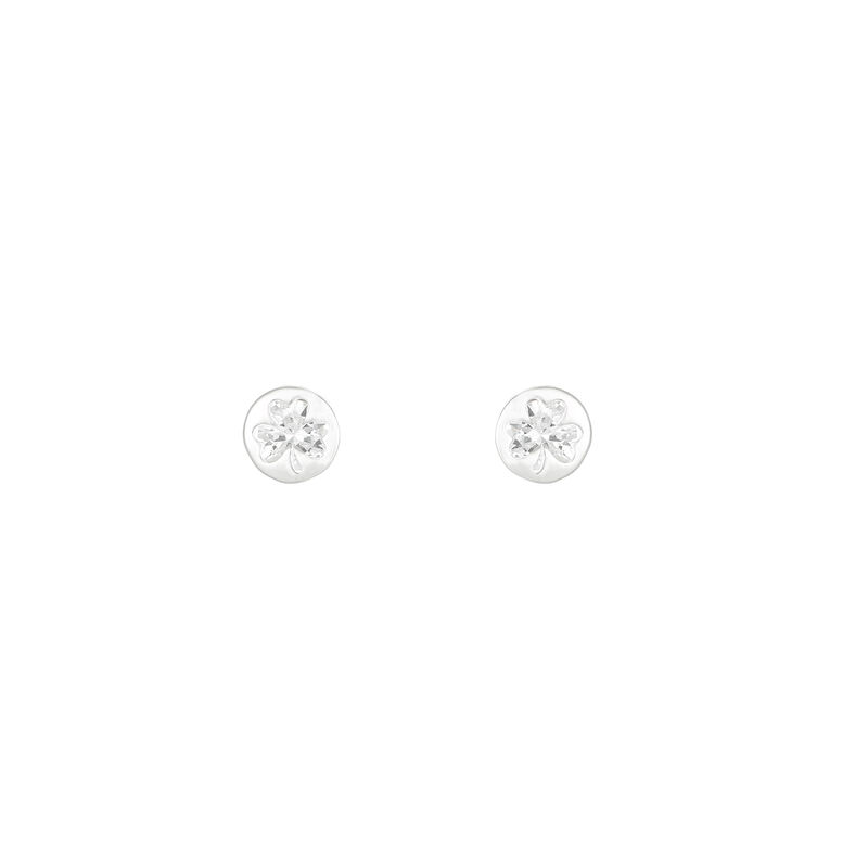 Grá Collection Shamrock Stud With Clear Stone Earring Sterling Silver